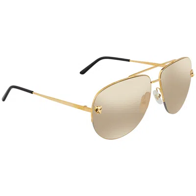 Cartier Panthere De  Gold Mirrored Pilot Ladies Sunglasses Ct0065s 009 62