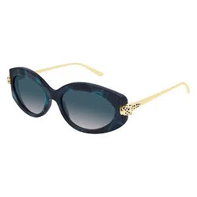 Cartier Panthere De  Green Oval Ladies Sunglasses Ct0213s 004 55