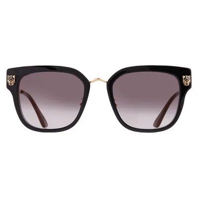 Cartier Panthere De  Grey Multi Treatment Square Ladies Sunglasses Ct0509sa 001 55 In Gray