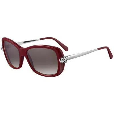Cartier Panthere De  Grey Square Ladies Sunglasses Ct0066s 002 55