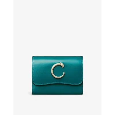 Cartier Panthère De  Mini Leather Wallet In Green