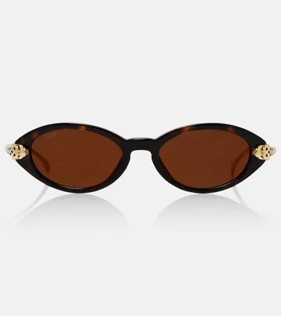 Cartier Panthère De  Oval Sunglasses In Brown