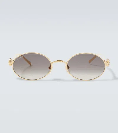 Cartier Panthère De  Oval Sunglasses In Gold