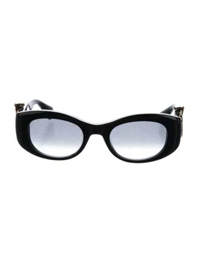 Pre-owned Cartier Panthere De  Oversize Sunglasses In Black