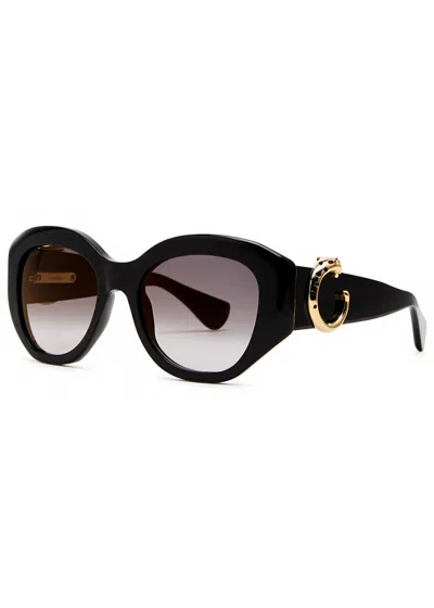 Cartier Panthère De  Oversized Sunglasses In Black