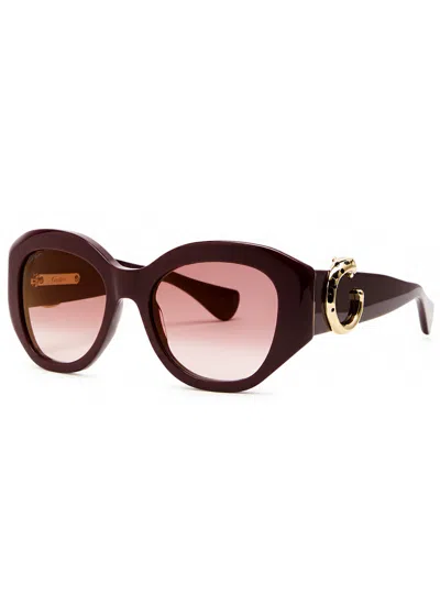 Cartier Panthère De  Oversized Sunglasses In Brown