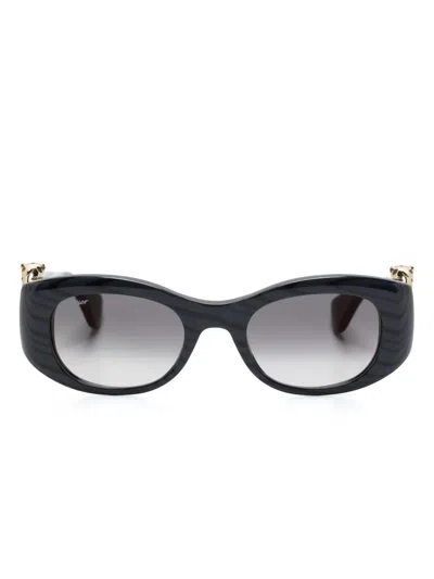 Cartier Panthère De  Rectangle-frame Sunglasses In Grey
