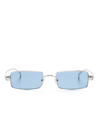 Cartier Panthère De  Rectangle-frame Sunglasses In Silver