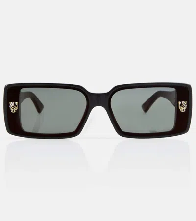 Cartier Embellished Square Sunglasses In Black/grey