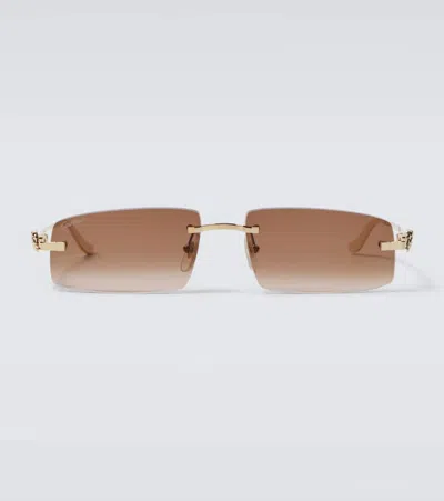 Cartier Panthère De  Rectangular Sunglasses In Gold