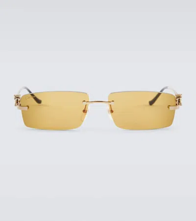 Cartier Panthère De  Rectangular Sunglasses In Yellow