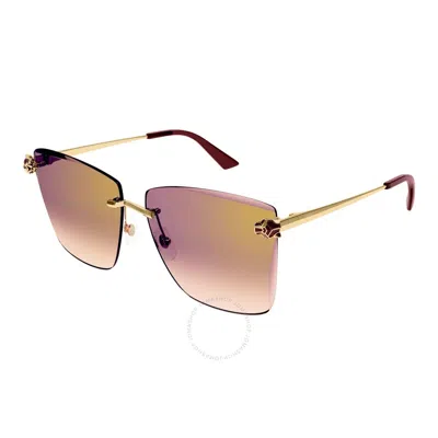 Cartier Panthere De  Red Butterfly Ladies Sunglasses Ct0397s 003 61 In Multi