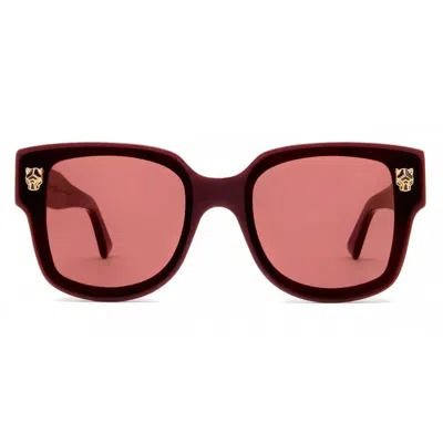Cartier Panthere De  Red Cat Eye Ladies Sunglasses Ct0357s 004 63