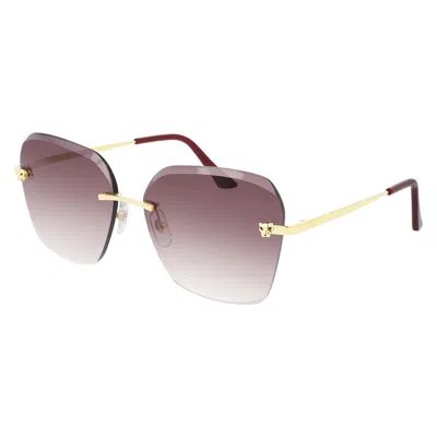 Cartier Panthere De  Red Gradient Mirror Butterfly Ladies Sunglasses Ct0147s 004 61