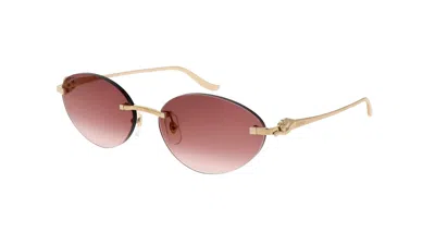 Cartier Panthere De  Red Oval Ladies Sunglasses Ct0504s 002 58 In Brown