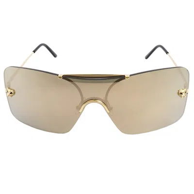 Cartier Panthere De  Rose Gold Shield Ladies Sunglasses Ct0023s 002 99 In Multi