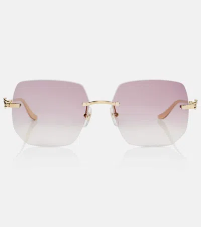 Cartier Panthère De  Square Sunglasses In Gold