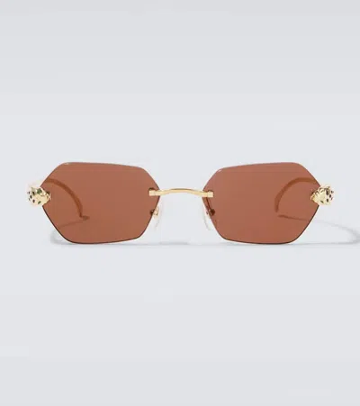 Cartier Panthère De  Square Sunglasses In Gold