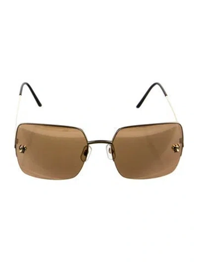 Pre-owned Cartier Panthere De  Square Sunglasses In Gold