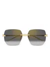 Cartier Panthere Classic 24k Gold Plated Rimless Square Sunglasses, 60mm In Multi