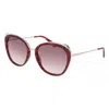 Cartier Panthere De  Violet Cat Eye Ladies Sunglasses Ct0150s 003 55 In Burgundy