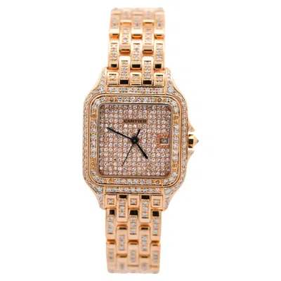 Pre-owned Cartier Panthere Diamond 27mm 18k Gold Watch Ref 008133 In Multi