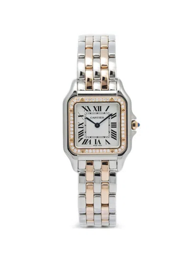 Pre-owned Cartier Panthère Diamond 27mm Watch In Silver