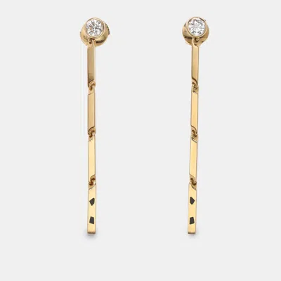 Pre-owned Cartier Panthère Diamond And Black Lacquer 18 Karat Gold Pendant Earrings