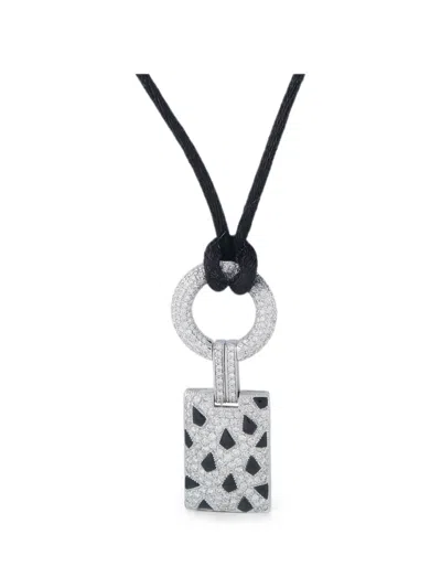 Pre-owned Cartier Panthere Diamond And Onyx Necklace In Silver