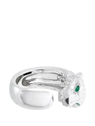Pre-owned Cartier Panthère Diamond Ring In Silver