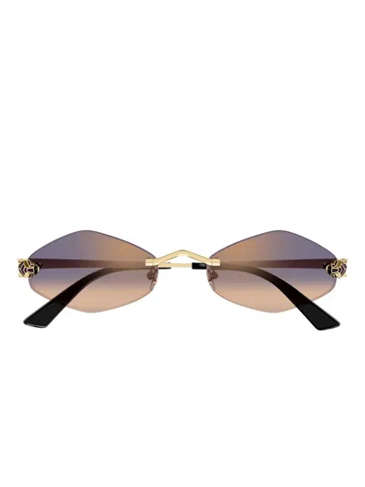 Cartier Panthère Geometric-frame Sunglasses In Brown