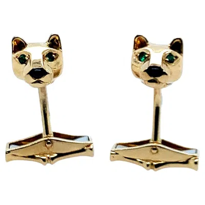 Pre-owned Cartier Panthére Gold Cufflinks In Multi