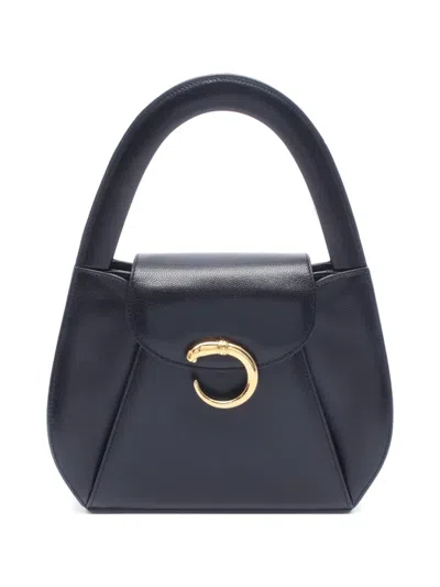 Pre-owned Cartier Panthère Leather Tote Bag In Black