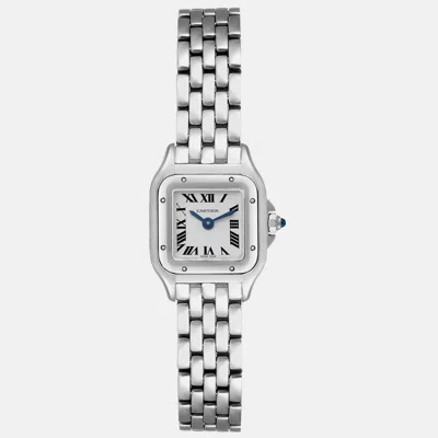 Pre-owned Cartier Panthere Mini Stainless Steel Ladies Watch 21 Mm In Silver