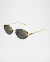Cartier Panthère Rimless Metal Oval Sunglasses In Smooth Golden Finish