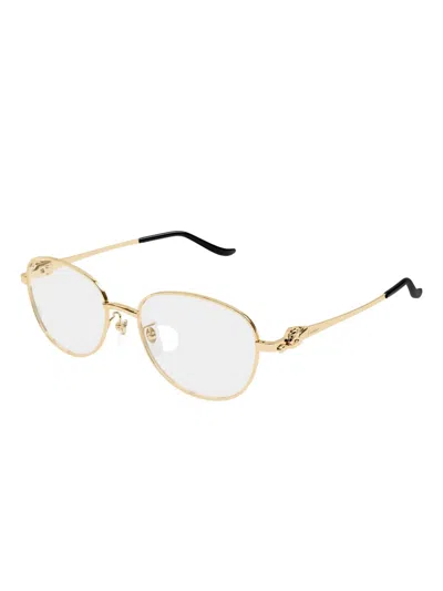 Cartier Panthère Round-frame Glasses In Gold