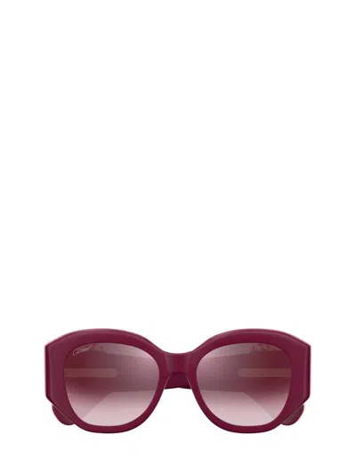 Cartier Panthere Square Frame Sunglasses In Red