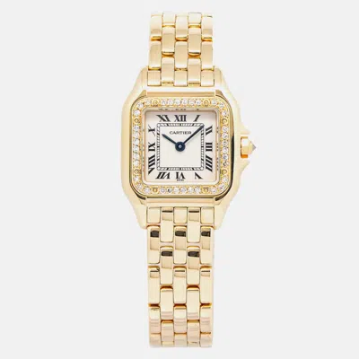 Pre-owned Cartier Panthere Wf307089 Automatic White 18k Yellow Gold Women's Wristwatch 22 Mm