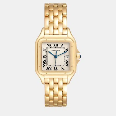 Pre-owned Cartier Panthere Xl Yellow Gold Men's Watch 27 Mm In Silver