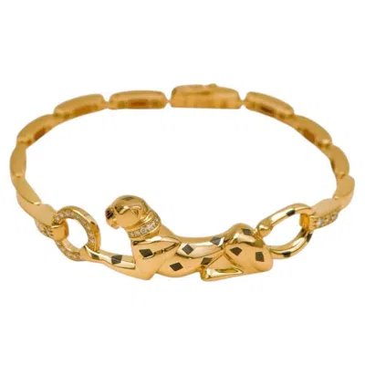 Pre-owned Cartier Panth�re Chain Bracelet Diamond Tsavorite Onyx 18k Yellow Gold