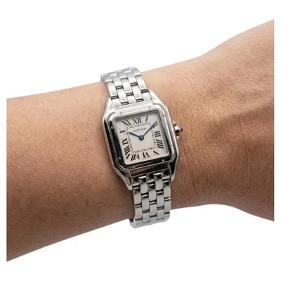 Pre-owned Cartier Panth�re De  Medium Model Stainless Steel Wrist Watch In Multiple