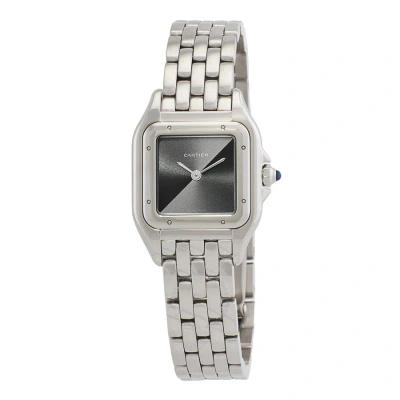 Cartier Panthre De  Quartz Small Model Grey Dial Ladies Watch Wspn0010 In Metallic