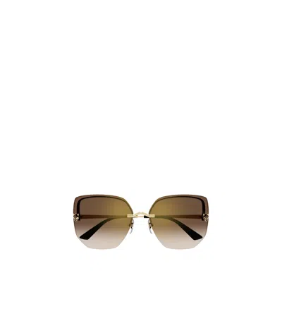 Cartier Panthère Logo Butterfly-frame Sunglasses In Brown