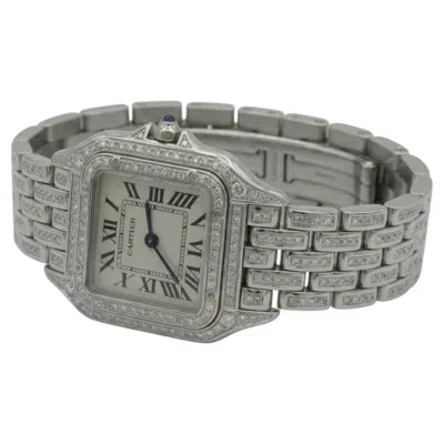 Pre-owned Cartier Panth�re Medium 27mm Diamond Steel Watch In Multiple