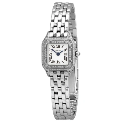 Cartier Panthre Mini Model Quartz Diamond White Dial Ladies Watch Wjpn0019 In Metallic