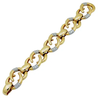 Pre-owned Cartier Paris 18k Yellow Gold And Diamond Curb Link Bracelet