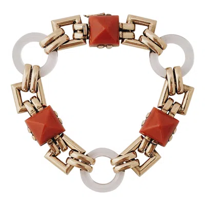 Pre-owned Cartier , Paris, 1926, 18k Gold, Coral & Rock Crystal Bracelet, By Georges Lepape In Red