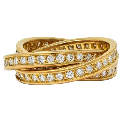 Pre-owned Cartier Paris 1960's 2.88 Ctw Diamond 18k Gold Vintage Rolling Trinity Band Ring In Multi