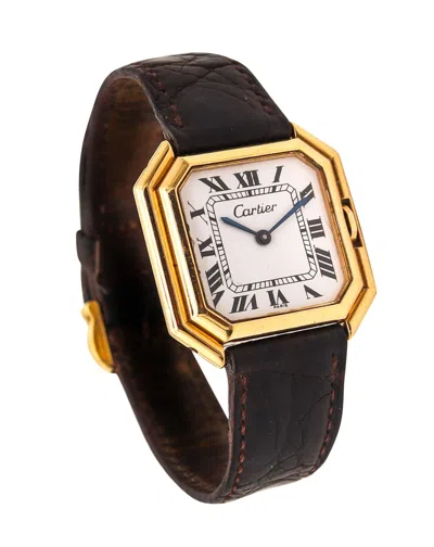 Pre-owned Cartier Paris 1970 Automatic Large Ceinture Wristwatch In 18 Kt Yellow Gold
