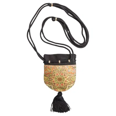 Pre-owned Cartier Paris 1970 Select Trinity Minaudiere Purse In Mughal Silk & 18kt Gold In Black
